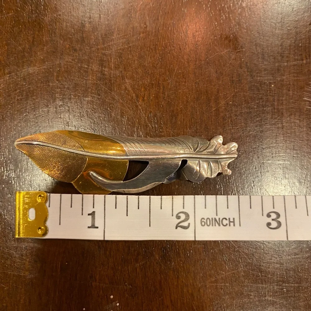 Vintage Artisan Sterling Silver Feather Pin Brooch Possibly By Grainger McKoy